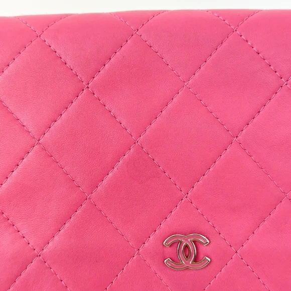 Chanel Pink Quilted Lambskin Fold Over Clutch - Picture 7 of 14